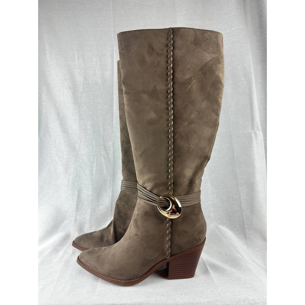 Universal Thread Womens‎ Tall Brown Faux Suede Pointed Toe Block Heel Boots 7.5
